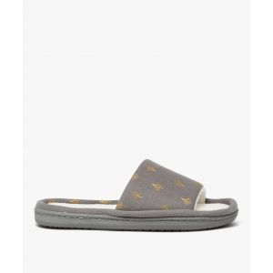 Chaussons femme mules en jersey imprimé avec semelle épaisse - 37 - gris standard - GEMO