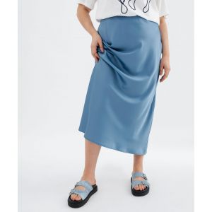 Jupe longue droite en satin femme grande taille - 54 - bleu standard - GEMO