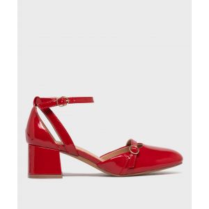 Escarpins vernis &agrave; bout arrondi avec bride cheville femme - Follow Me - 38 - rouge - FOLLOW ME