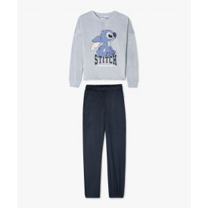 Pyjama en velours avec motif Stitch fille - Disney - 14A - bleu standard - LILO & STITCH