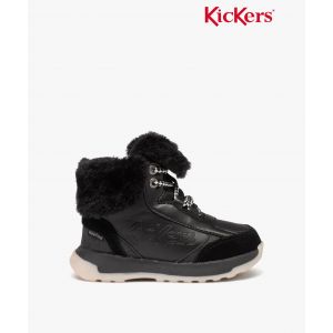 Boots fille unies imperm&eacute;ables &agrave; col fourr&eacute; retourn&eacute; - Kickers - 25 - noir standard - KICKERS