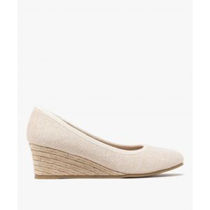 Escarpins &agrave; talon compens&eacute; en corde et dessus en toile paillet&eacute;e femme - 38 - beige standard - GEMO