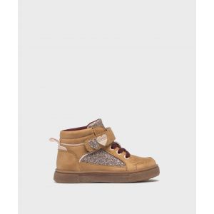 Baskets montantes &agrave; paillettes fermeture scratch b&eacute;b&eacute; fille - Lovely Wings - 20 - marron standard - GEMO