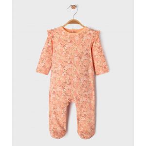 Pyjama dors-bien à motifs fleuris et volants bébé fille - 12M - orange - GEMO