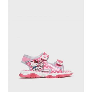 Sandales &agrave; scratch &agrave; motifs coeurs et chaton fille - Hello Kitty - 23 - rose standard - HELLO KITTY