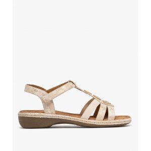 Sandales confort l&eacute;g&egrave;res &agrave; petit talon et bride scratch femme - 39 - beige clair - SOFTRELAX