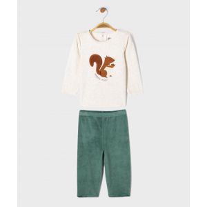 Pyjama 2 pi&egrave;ces en velours &agrave; motifs &eacute;cureuil b&eacute;b&eacute; gar&ccedil;on - 3A - marron standard - GEMO