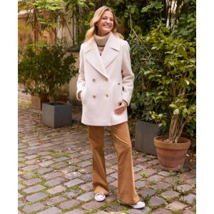 Manteau chic en maille bouclette femme - LuluCastagnette - 44 - ecru - LULUCASTAGNETTE