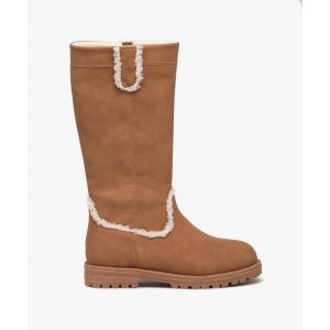 Boots fille unies avec int&eacute;rieur fourr&eacute; et &agrave; zip - 34 - marron clair - GEMO