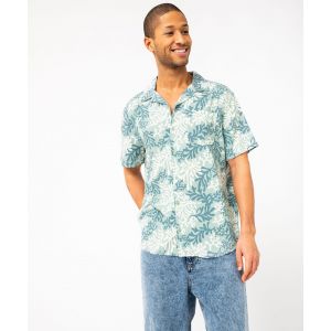 Chemise manches courtes et col cubain en viscose imprimée feuillage homme - 5XL - imprime - GEMO