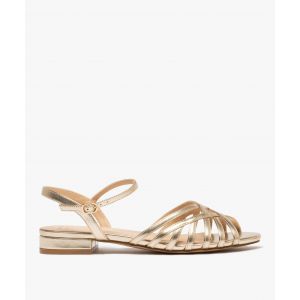 Sandales à petit talon et brides fines croisées métallisées femme - Valentina Baldano - VALENTINA BALDA