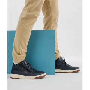 Baskets montantes avec lacets et zip homme - Lee Cooper - 40 - bleu fonce - LEE COOPER