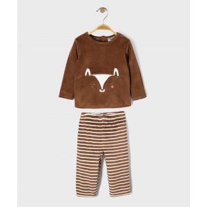Pyjama en velours 2 pièces à motif renard bébé garçon - 3A - marron standard - GEMO