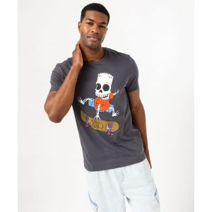 Tee-shirt manches courtes en coton imprimé homme - Les Simpsons - 5XL - gris anthracite - SIMPSONS