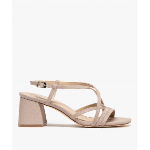 Sandales pailletées à talon biseauté femme  - 39 - rose - FOLLOW ME