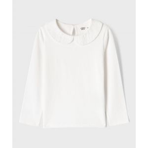 Tee-shirt manches longues avec col Claudine fille - 12A - ecru - GEMO