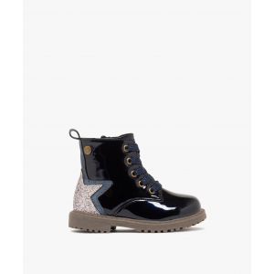 Boots vernis avec touches pailletées bébé fille - Chipie - 22 - bleu fonce - CHIPIE
