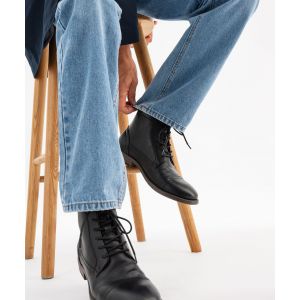 Bottines homme à lacets avec bout golf  - 40 - noir vif - MARIO BALDANO