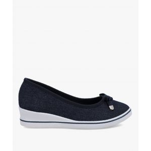 Escarpins femme en toile unis &agrave; semelle contrastante - 37 - bleu chine - VALENTINA BALDA