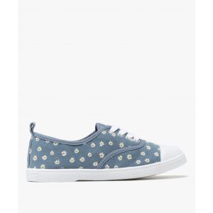 Baskets en toile fleurie et bout en gomme fille - 38 - bleu - VALENTINA BALDA
