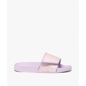 Mules de piscine fille avec bandeau scratch à paillettes et dentelé - 30 - violet standard - GEMO