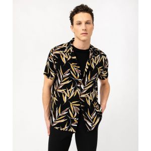 Chemise manches courtes à motif feuillage en viscose homme - GEMO