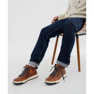 Baskets montantes avec lacets et zip homme - Lee Cooper - 46 - cognac - LEE COOPER