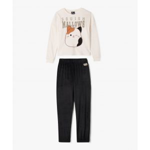 Pyjama en velours avec motif chat fille - Squishmallows - 10 - ecru - SQUISHMALLOWS