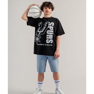 Tee-shirt manches courtes inscription San Antonio enfant - NBA - 8A - noir standard - NBA