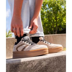 Baskets &agrave; plateforme avec patchs fantaisie femme - 5 Miles - 39 - beige standard - 5 MILES