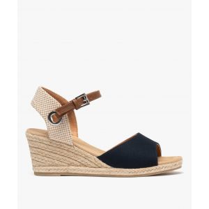 Sandales à talon compensé en corde femme  - 39 - bleu fonce - VALENTINA BALDA
