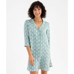 Chemise de nuit femme imprimée forme liquette à manches 3/4 - GEMO