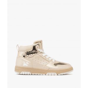 Baskets fille mid-cut effet métallisé avec zip et à lacets - Chipie - 37 - beige standard - CHIPIE