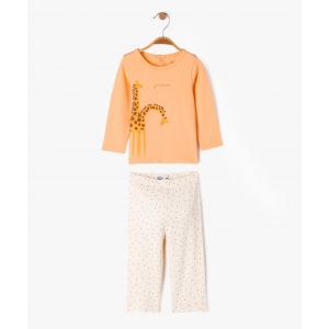 Pyjama 2 pi&egrave;ces en coton imprim&eacute; b&eacute;b&eacute; - 24M - orange vif - GEMO