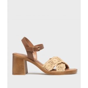 Sandales à talon haut et brides croisées en raphia femme - FOLLOW ME