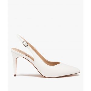 Escarpins sling-back à talon aiguille et bout pointu femme - 38 - blanc standard - VALENTINA BALDA