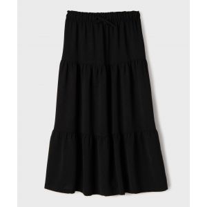 Jupe longue à volant et taille élastiquée fille - 14A - noir standard - GEMO