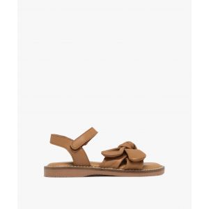 Sandales en cuir à scratch et brides nouées fille - 26 - marron clair - GEMO