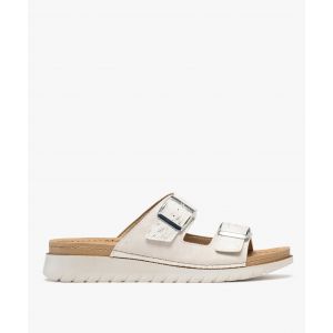 Mules à talon compensé, brides pailletées et semelle intérieure cuir femme - 36 - blanc standard - VALENTINA BALDA