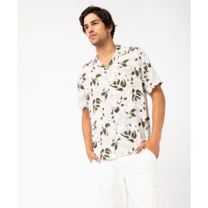 Chemise manches courtes col cubain en viscose imprimée homme - GEMO