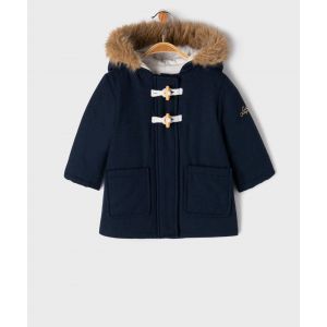 Manteau &agrave; capuche avec doublure velours b&eacute;b&eacute; fille - LuluCastagnette - 24M - bleu fonce - LULU CASTAGNETT