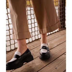Mocassins bicolores à épaisse semelle crantée femme - 5 MILES