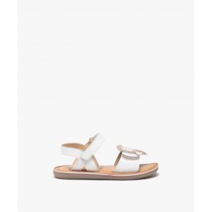 Sandales bébé fille en cuir métallisé à scratch avec hibou fantaisie - MOD8 - 26 - blanc standard - MOD8