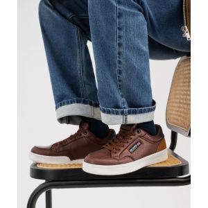 Baskets basses à lacets au look urbain tendance homme - Lee Cooper - 42 - marron vif - LEE COOPER