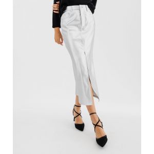 Jupe longue et droite fendue devant femme - XS - argent - GEMO