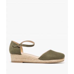 Chaussures en suédine à talon compensé en corde femme - 36 - kaki standard - VALENTINA BALDA