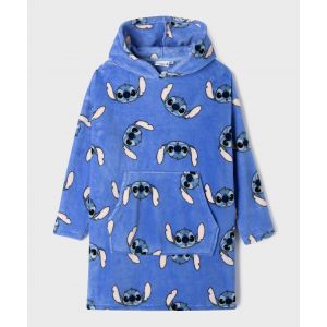 Chemise de nuit &agrave; capuche en maille douillette Stitch fille - Disney - 8A - bleu - LILO & STITCH