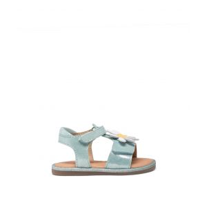 Sandales bébé fille en cuir métallisé avec fleur fantaisie - MOD8 - 26 - bleu standard - MOD8