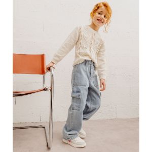 Jean Cargo Straight avec taille ajustable fille  - 6A - bleach - GEMO
