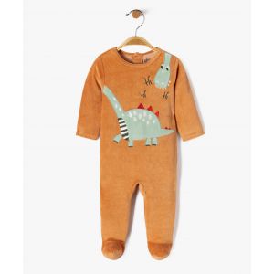 Pyjama en velours avec motif animal b&eacute;b&eacute; - 1M - orange standard - GEMO